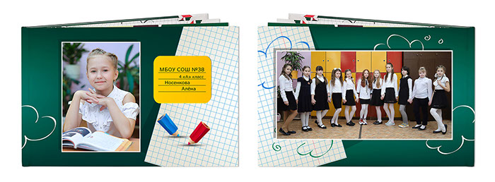 Детский выпускной альбом. Альбом -  фотокнига для учащихся 1- 4 классов.  Размер 21-30 см. Фотоальбом "Карандаши"